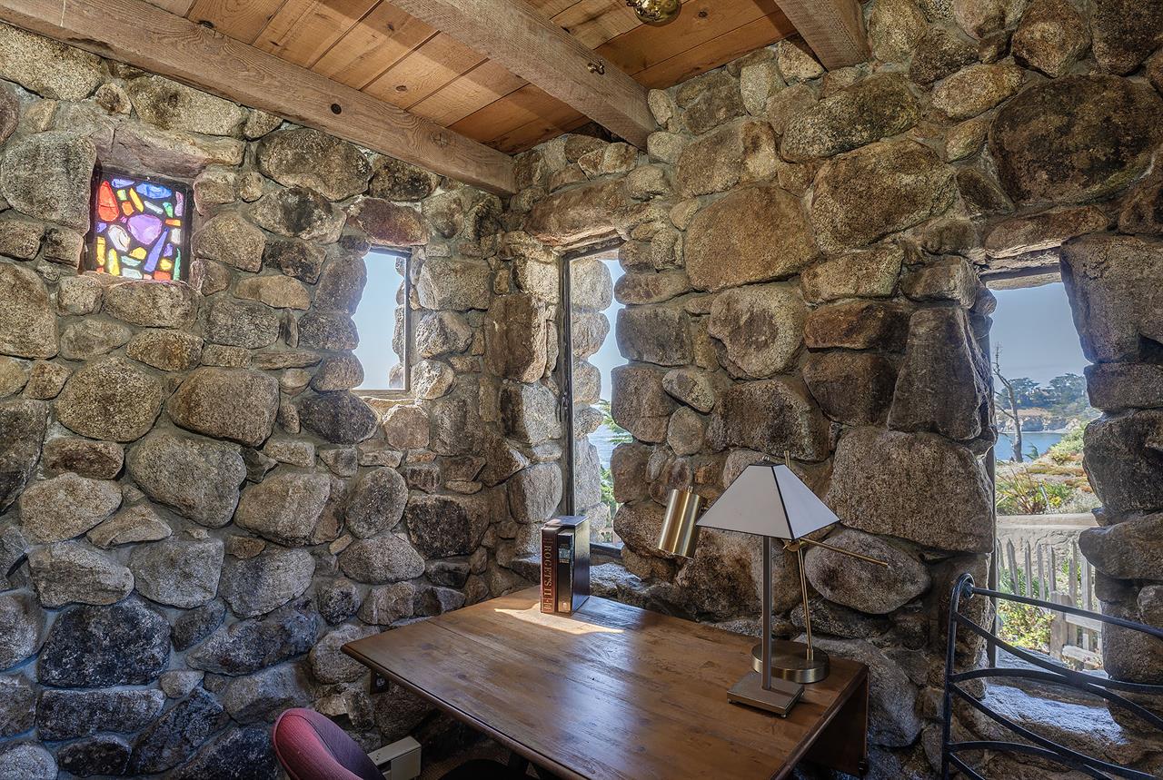Private Office in Stone Tower Overlooks the Nearby Cove