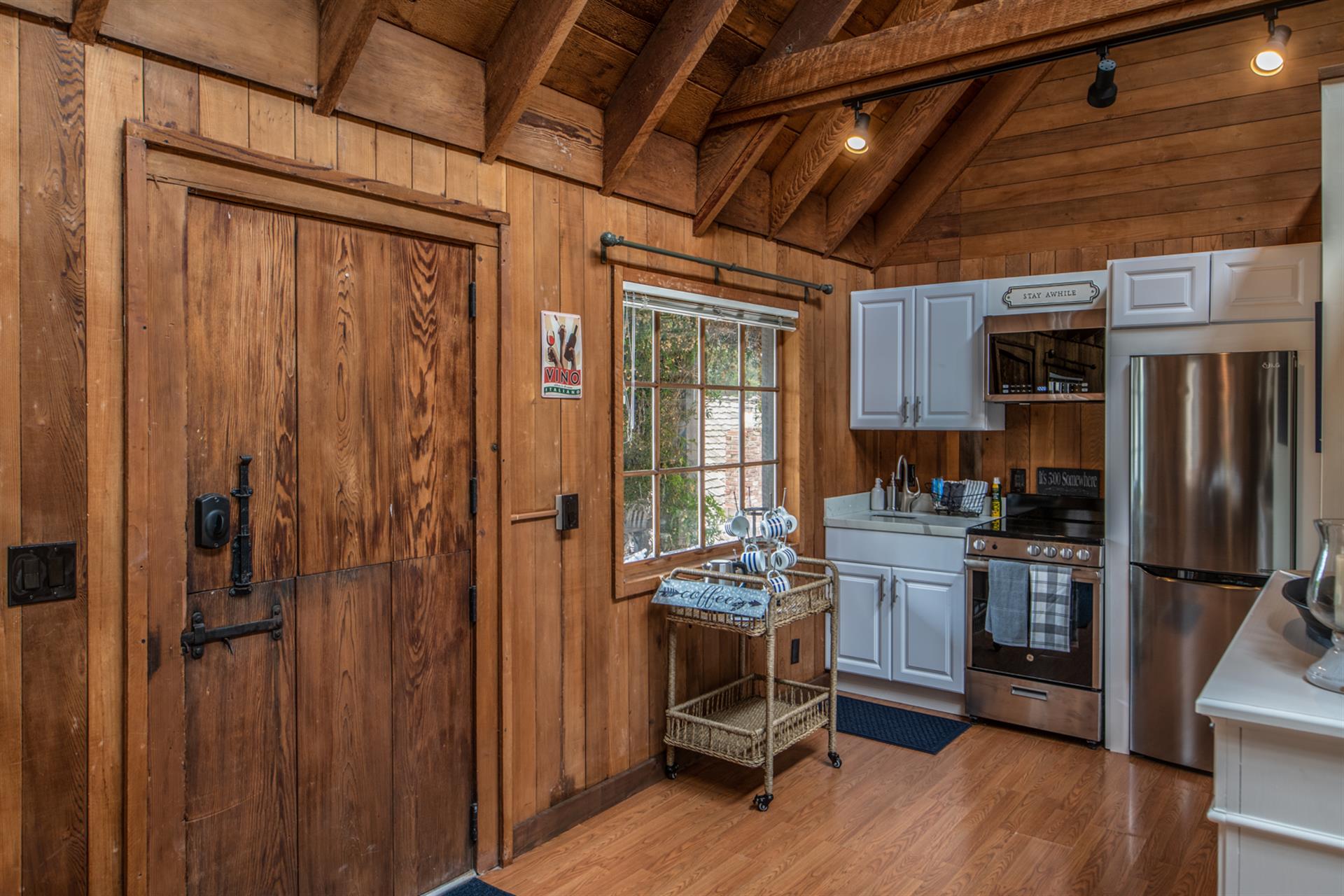 Entry door on the Left and Kitchenette