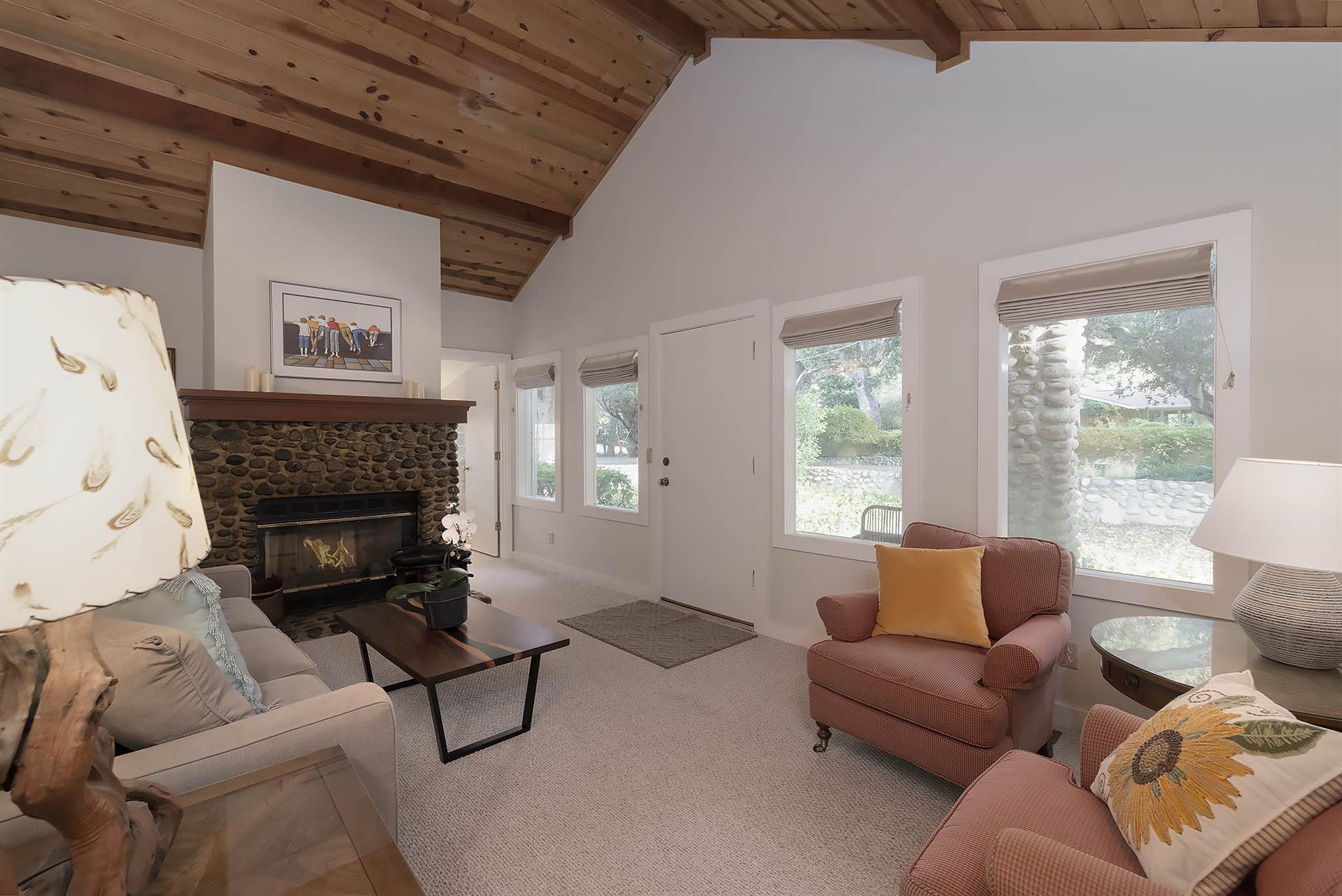 Den with a Fireplace