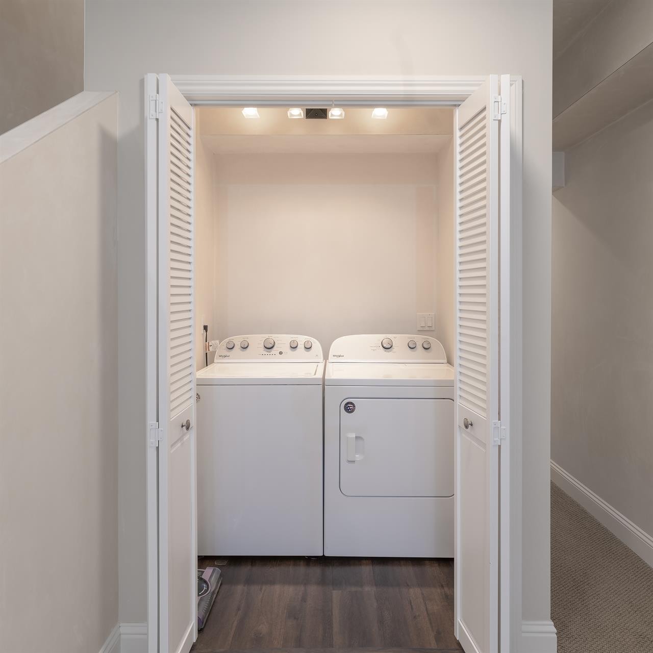 A Washer and Dryer are on the Lower Level