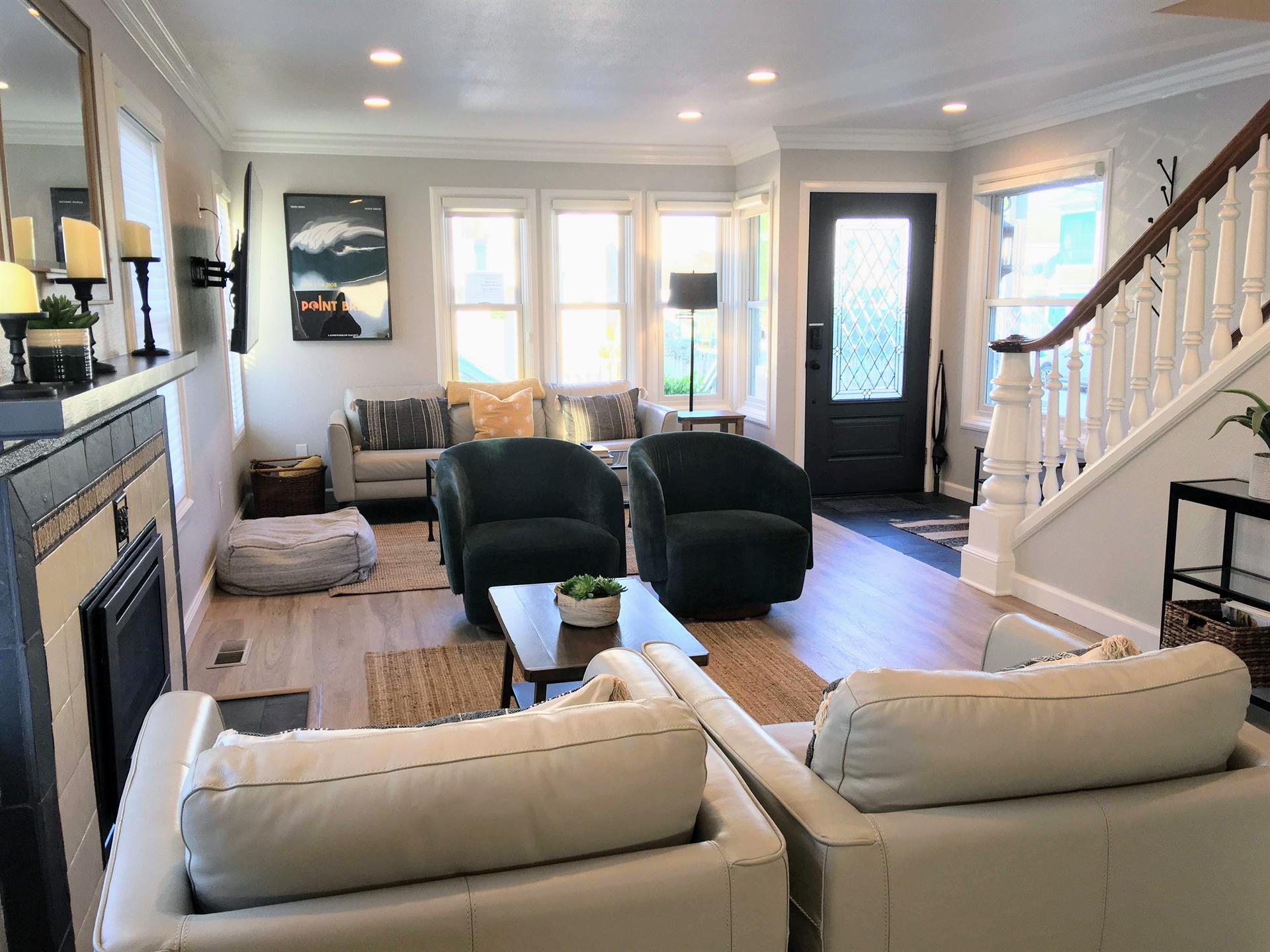 Living Room with Fireplace and HDTV