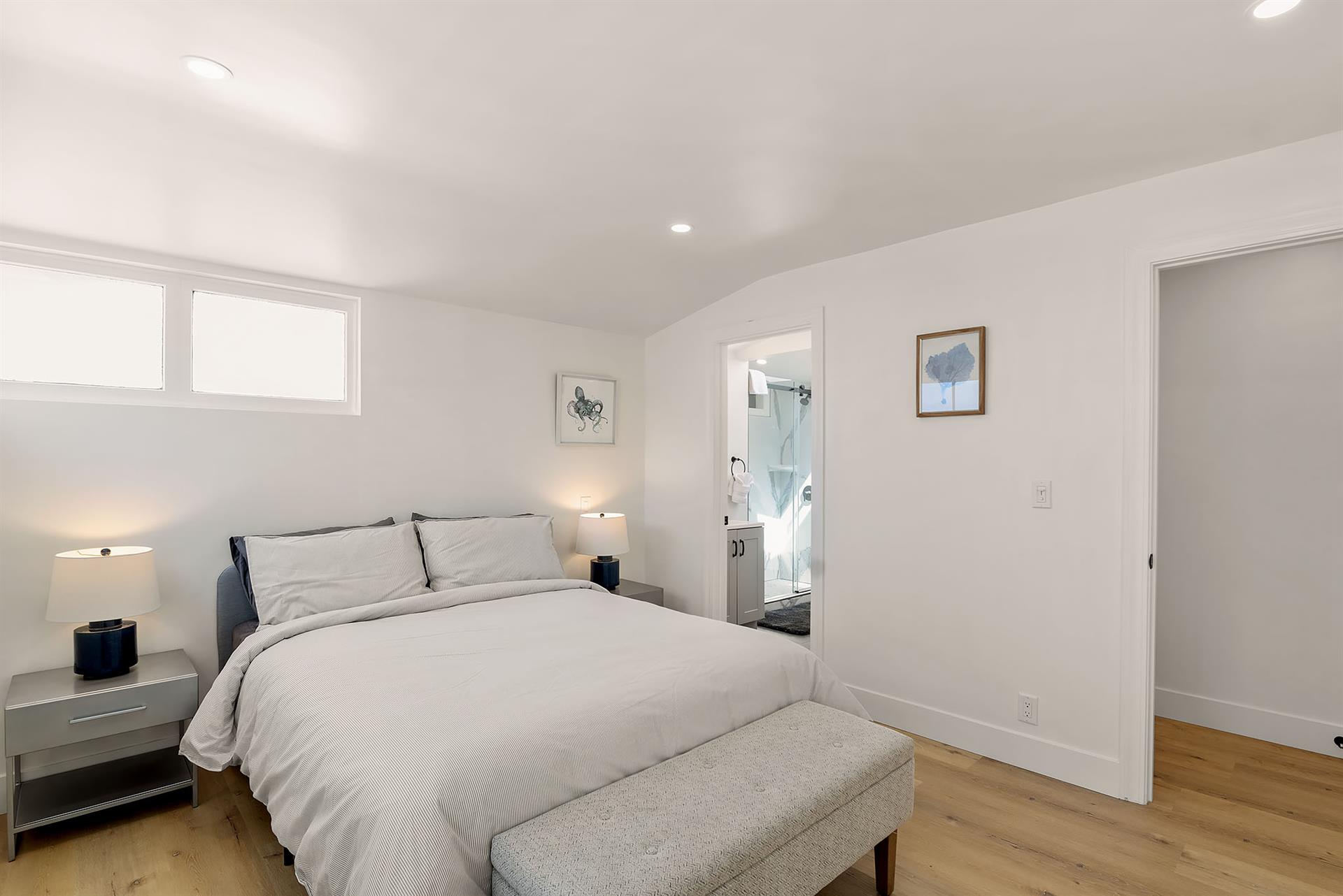 Bedroom 1 with a Queen Bed and En Suite Bath