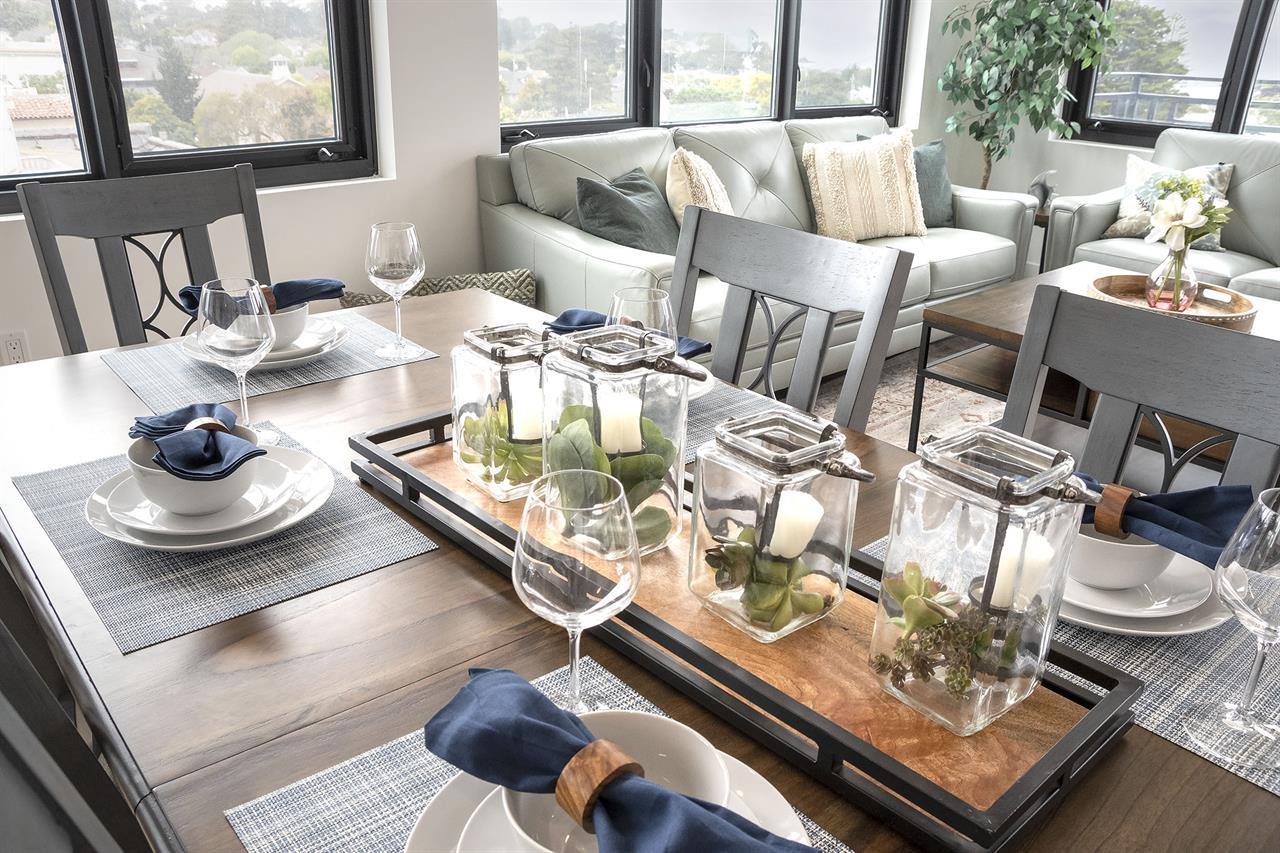Dining Area with Bay Views.