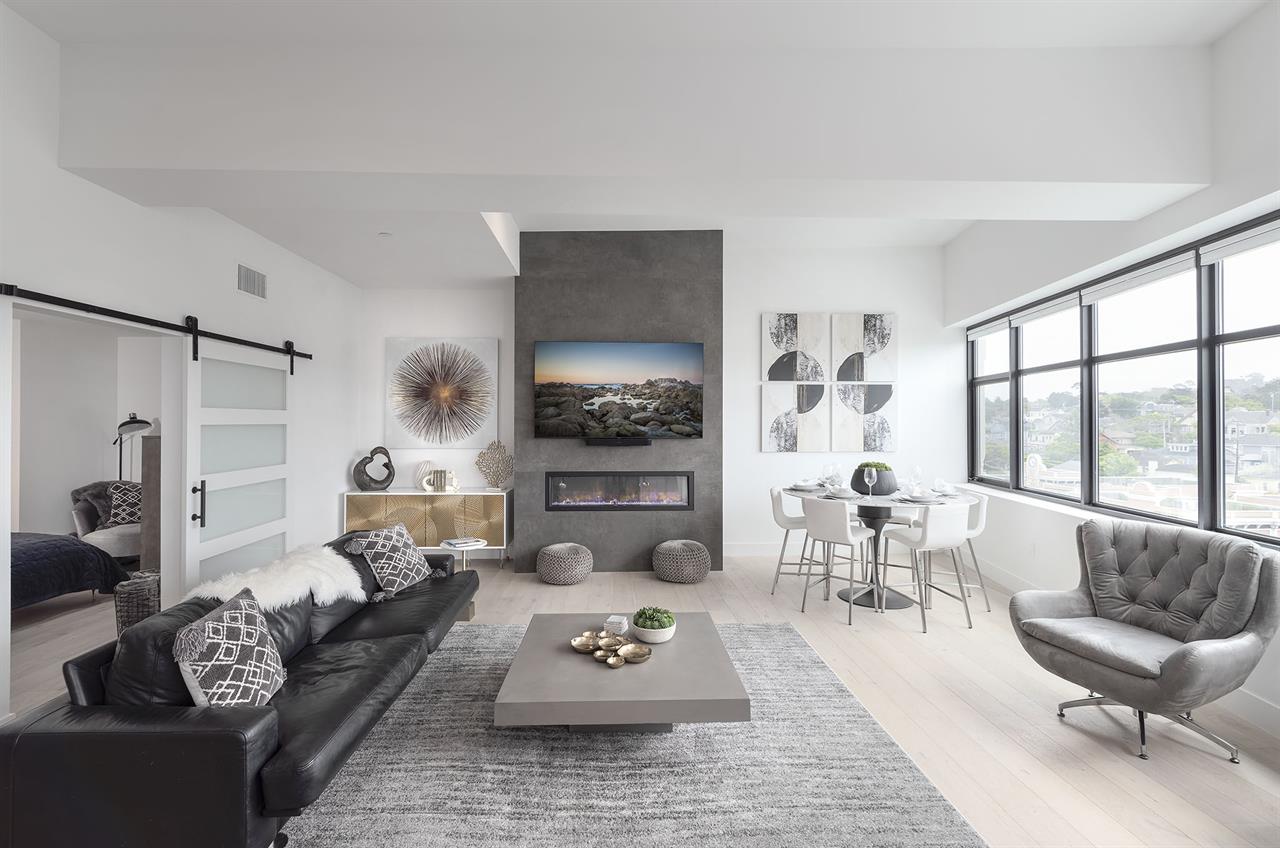 Living Room with Fireplace and HDTV