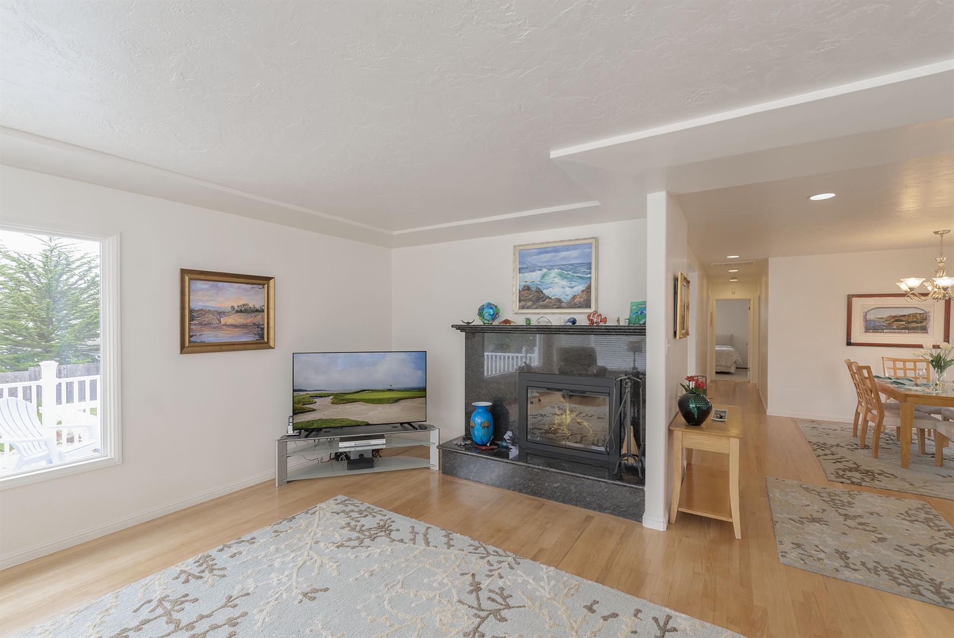 Living Room with Fireplace and HDTV