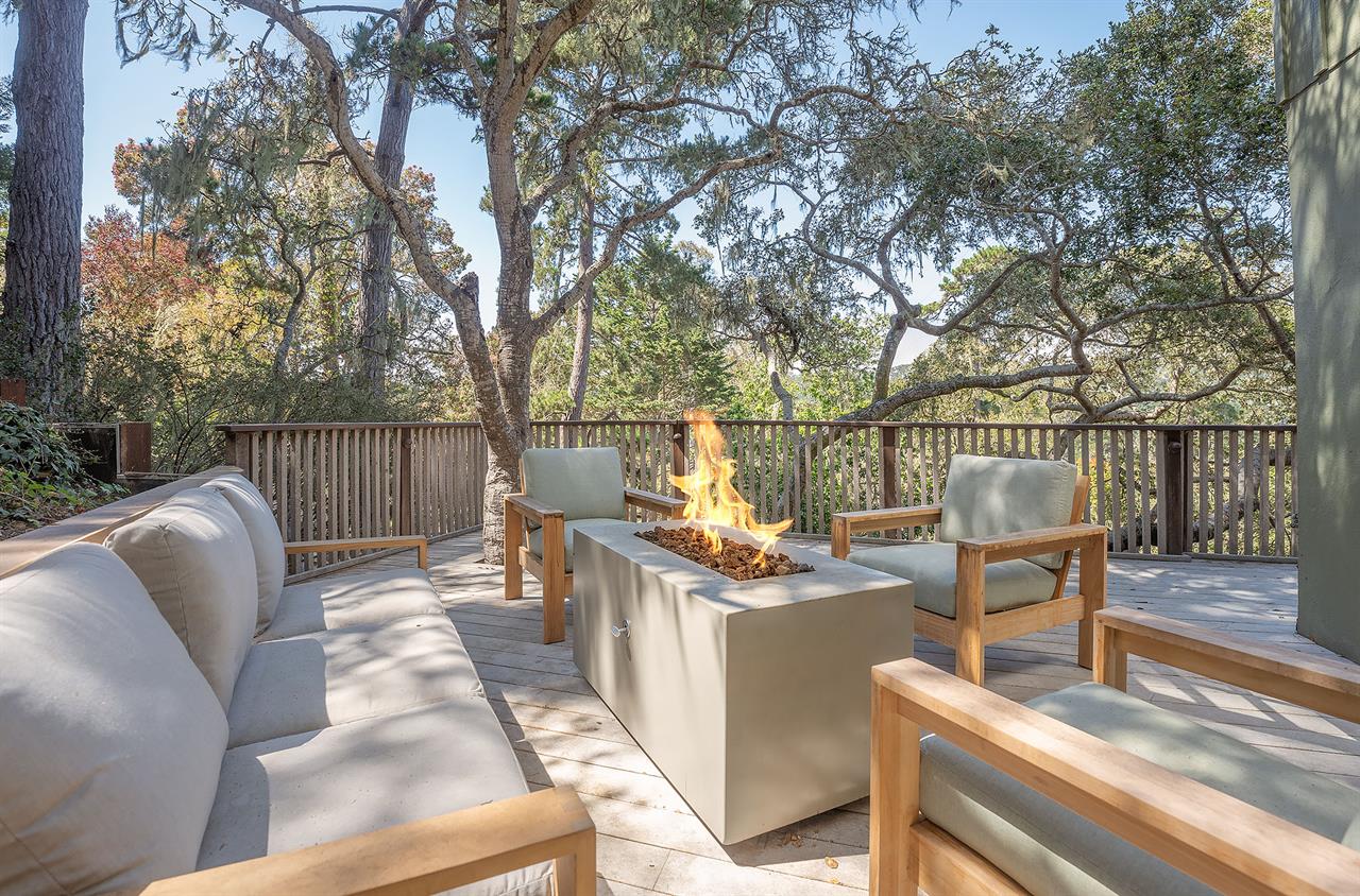 Outdoor Living Area Off the Family Room with a Fire Pit