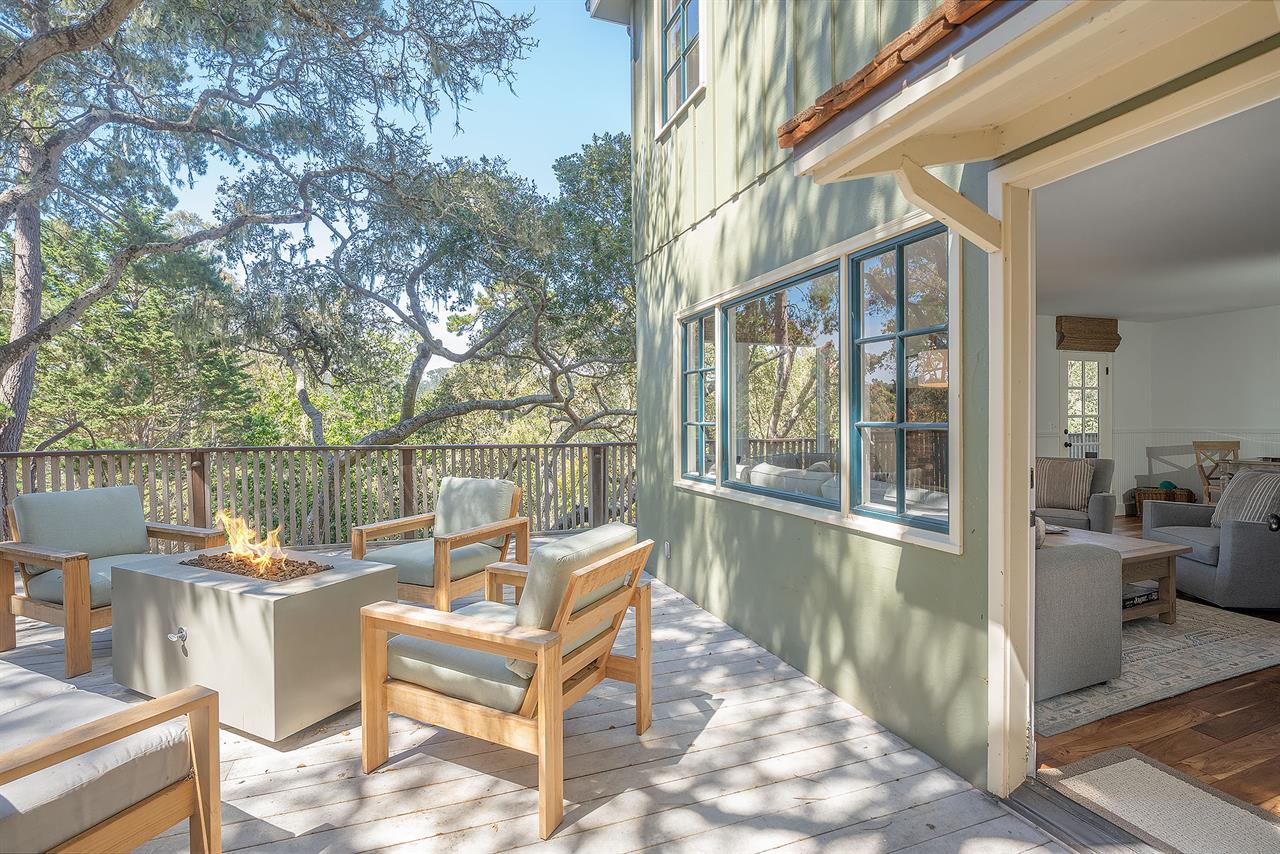Outdoor Living Area Off the Family Room with a Fire Pit