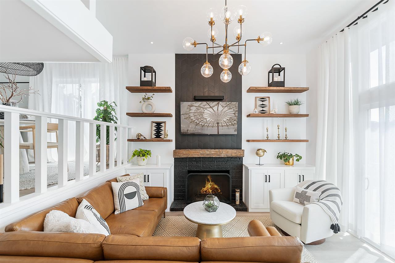 Living Room with Fireplace and HDTV