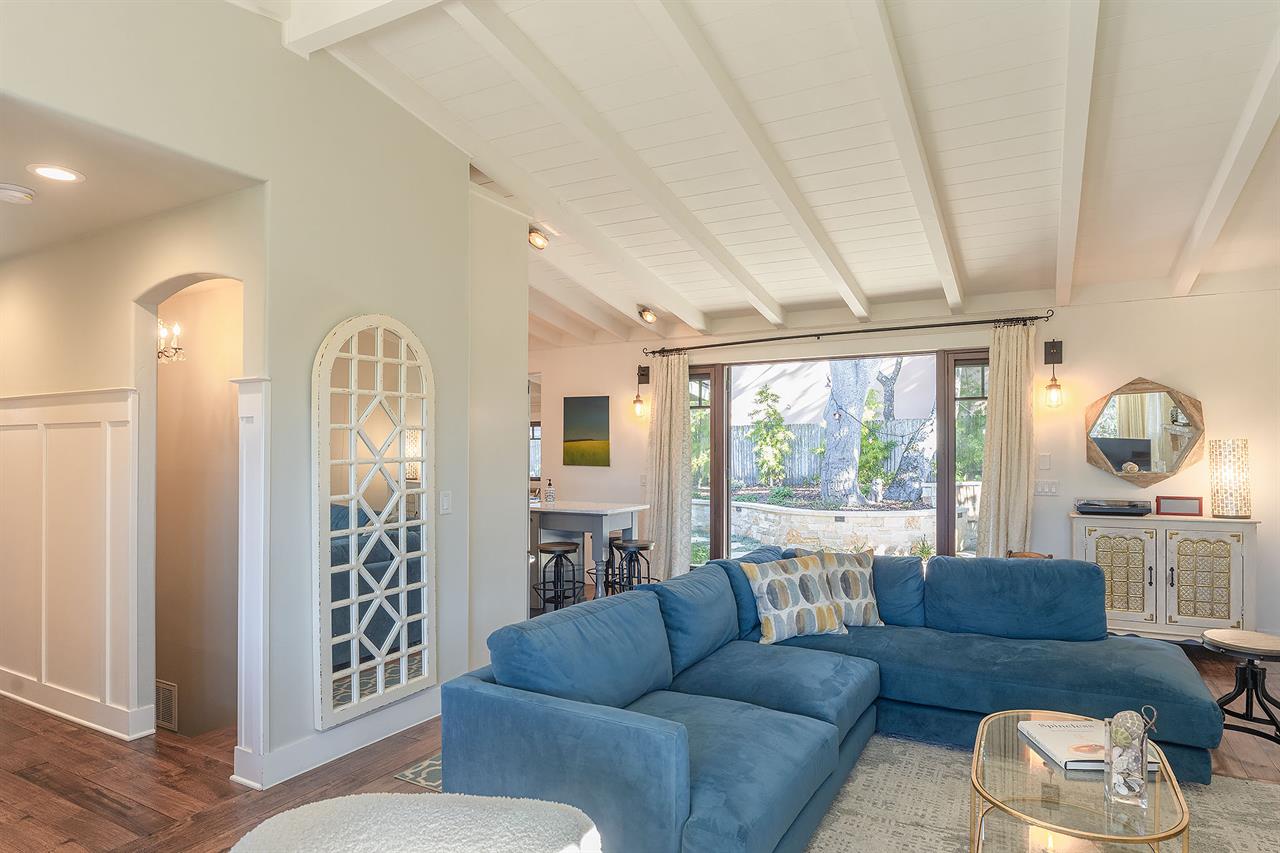 Living Room with Gas Fireplace and Smart TV