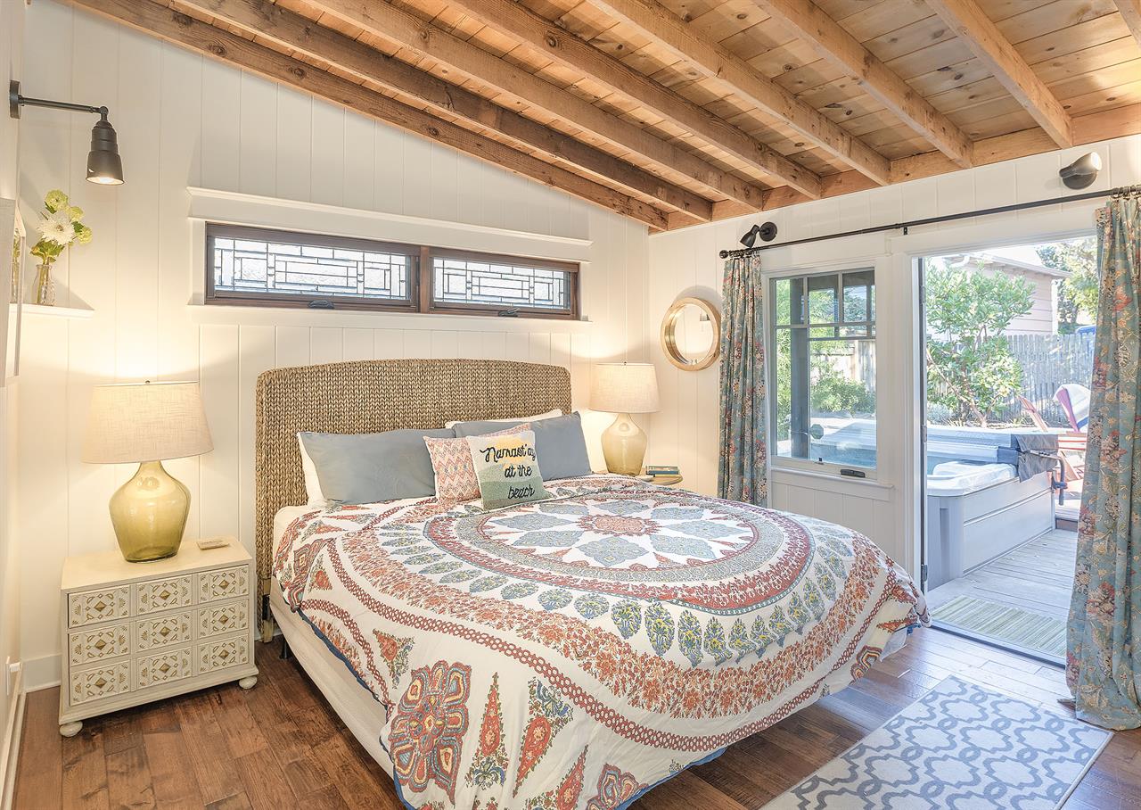 Bedroom 1  King Bed, En Suite Bath with Shower Over Tub