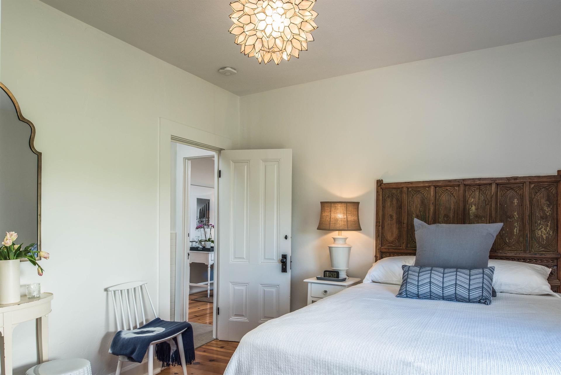 Bedroom 1, Queen bed with Antique Headboard