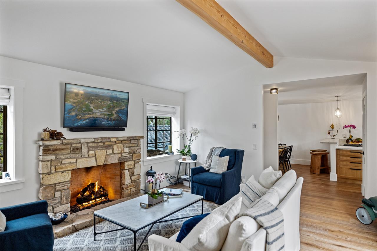 Living Room with Fireplace and HDTV