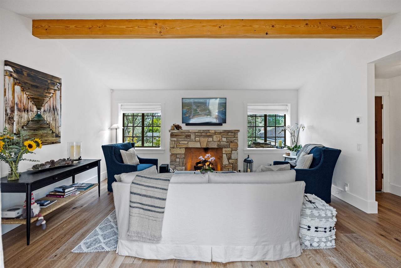 Living Room with Fireplace and HDTV