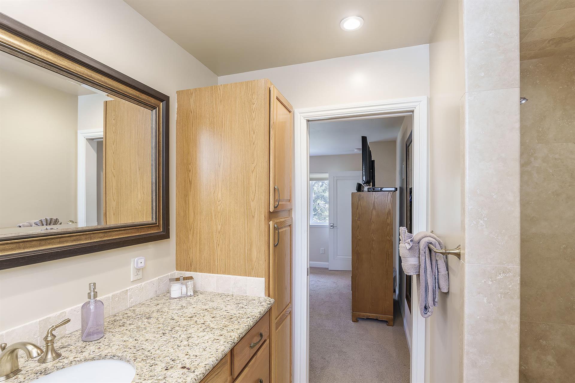 Upstairs Bedroom 3, Queen Bed, TV, En Suite with Shower