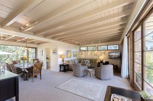 Living Room with CandleLit  Fireplace and HDTV