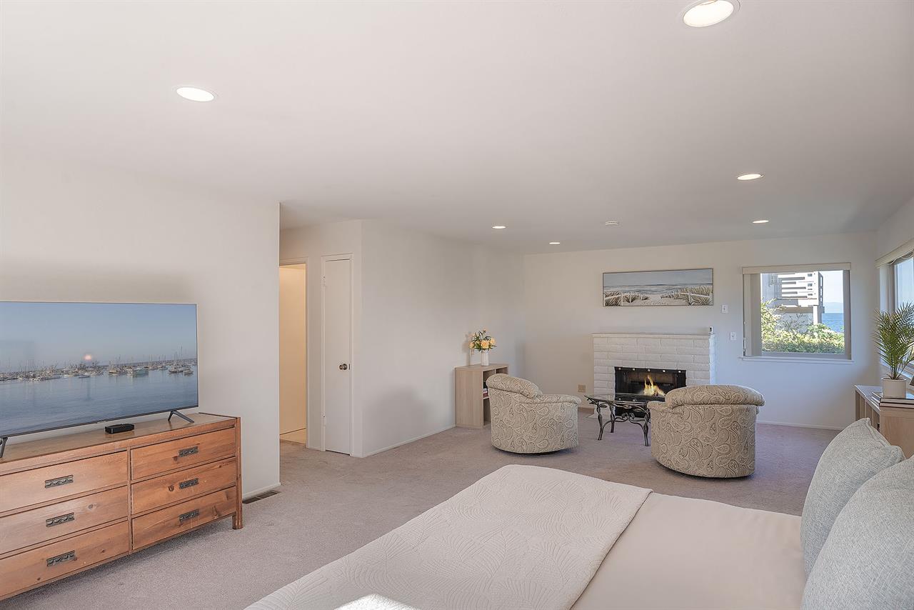 Bedroom 1  King, CandleLit Fireplace, TV, En Suite Bath