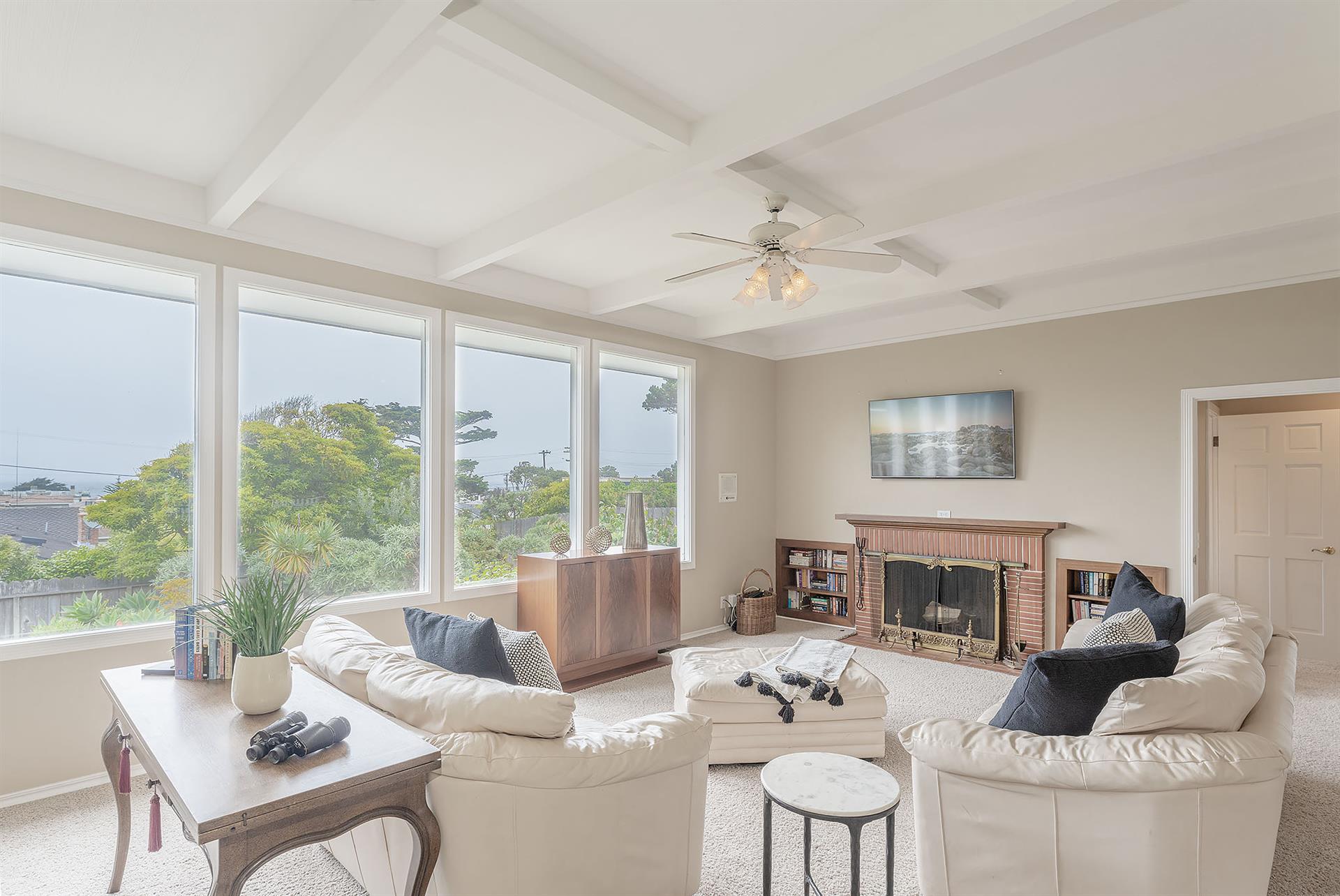 Living Room with Fireplace and HDTV