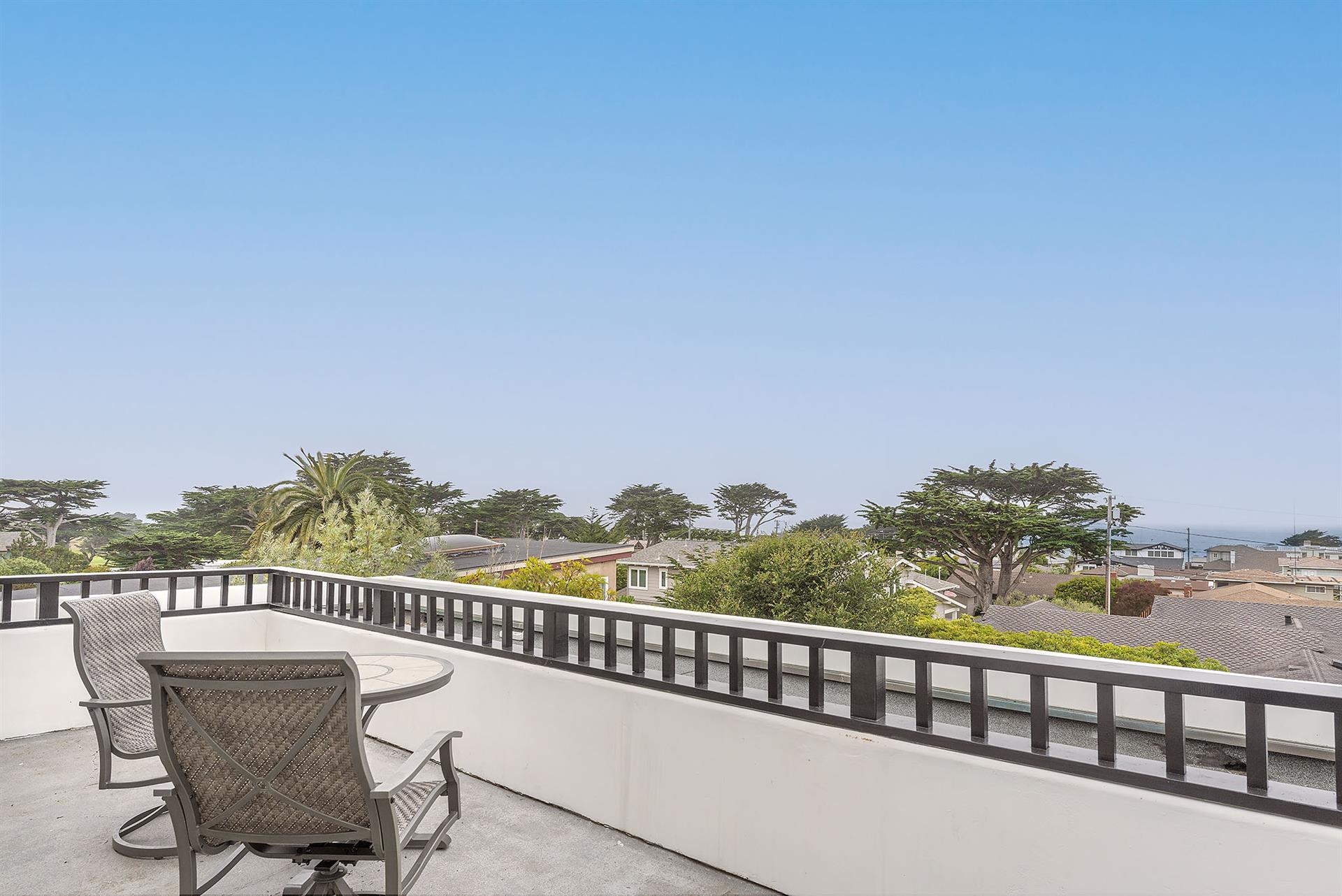 Private Deck Off Bedroom 1 with Peek of Bay