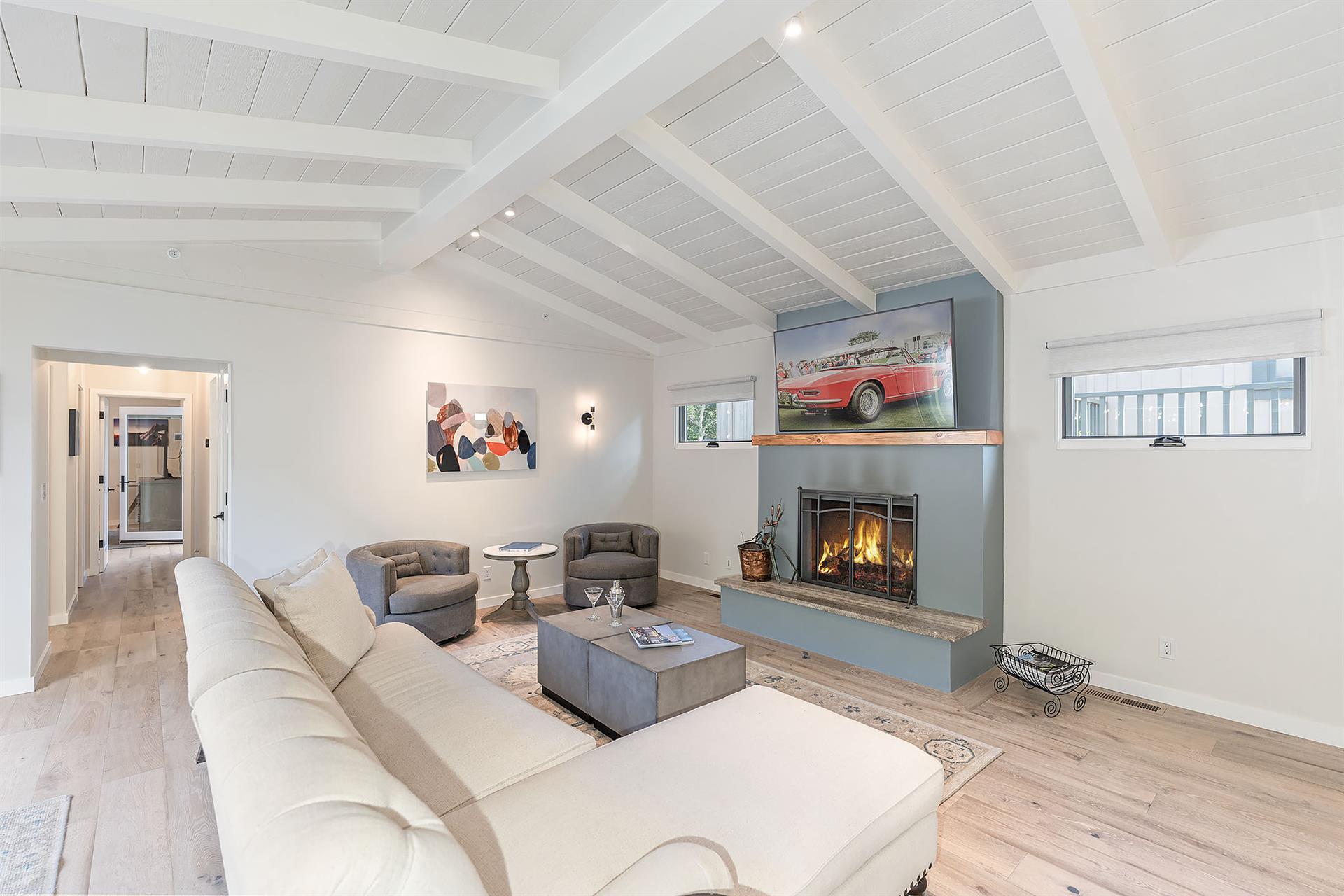 Living Room with Fireplace and HDTV