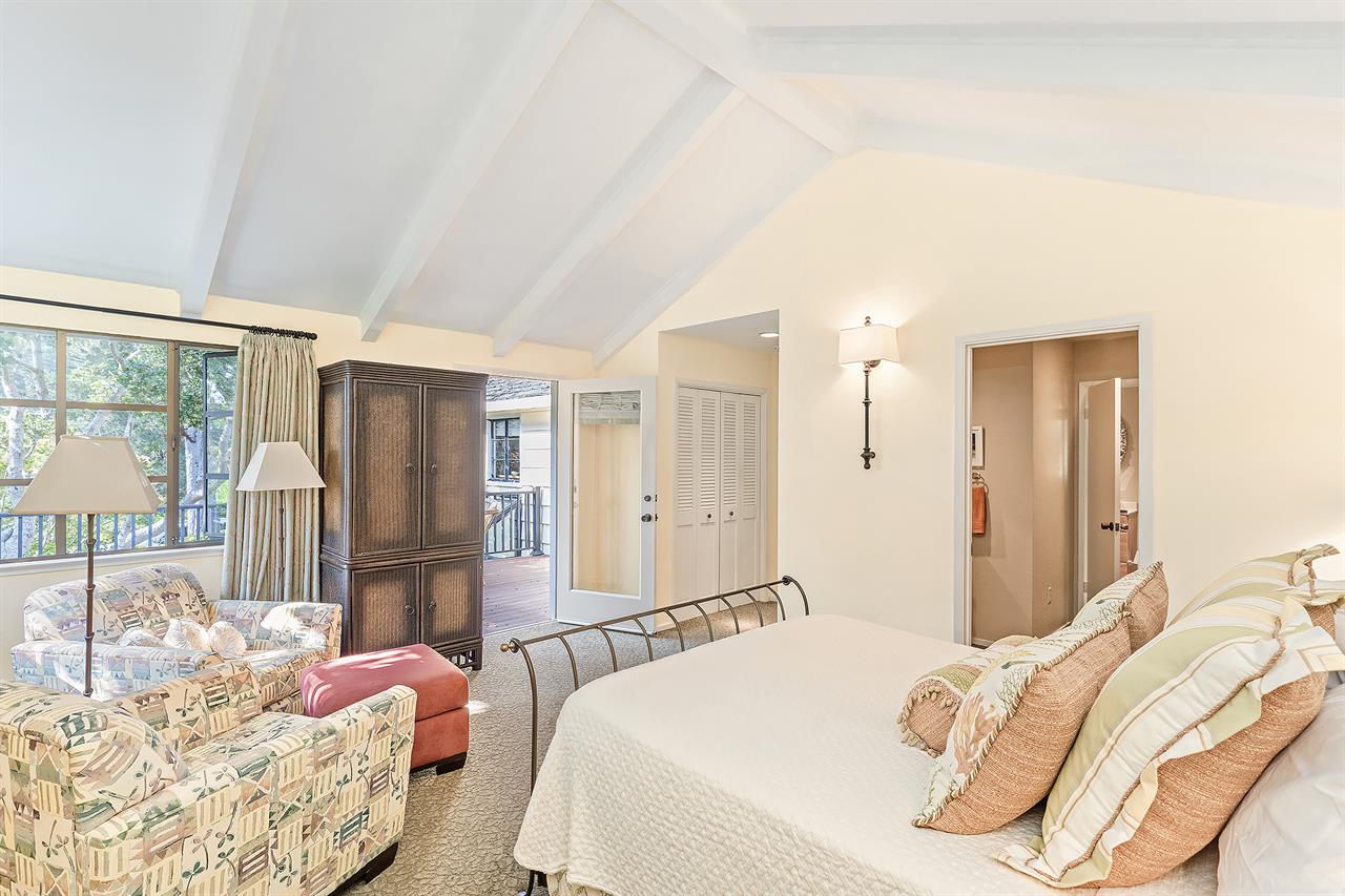 Upstairs, Bedroom 1  EnSuite Bath and Access to the Deck