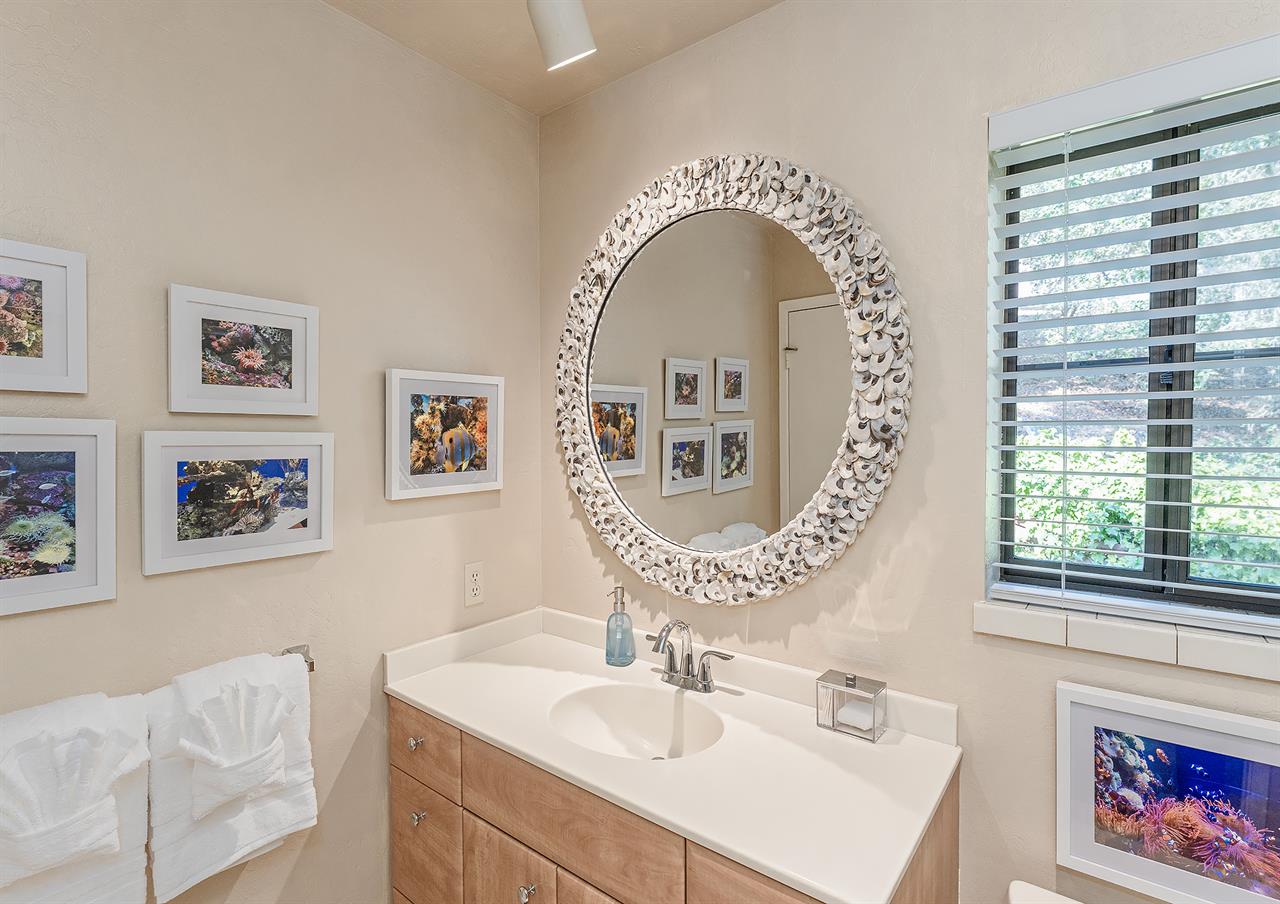 Downstairs Full Hall Bathroom  Shower Over Tub