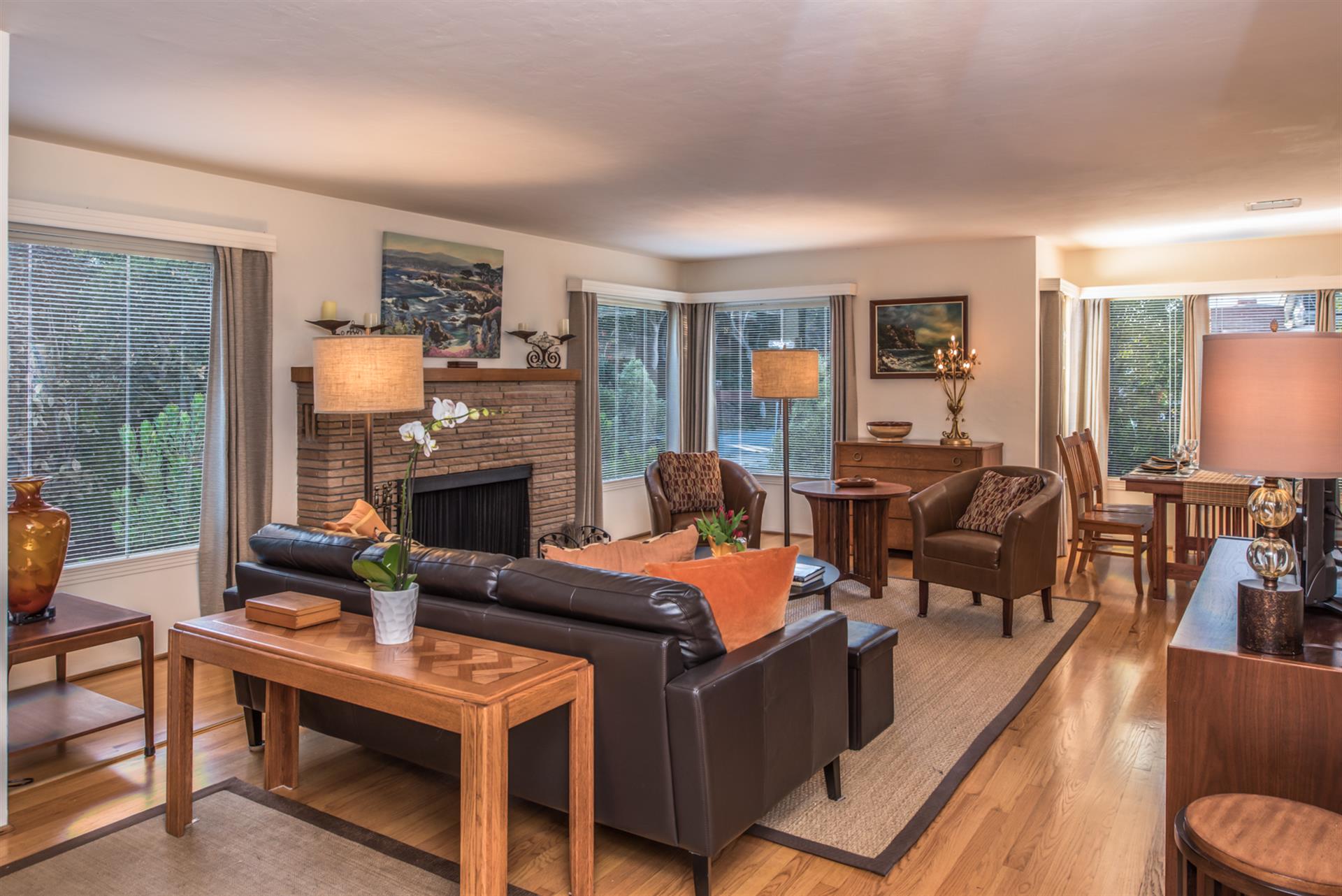 Living Room with Fireplace and HDTV