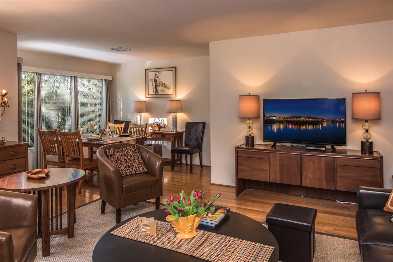 Living Room with Fireplace and HDTV