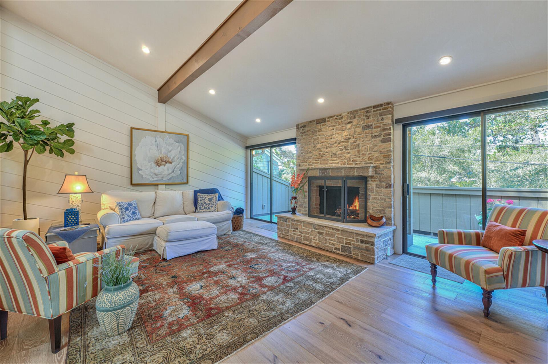 Living Room with Gas Fireplace and TV