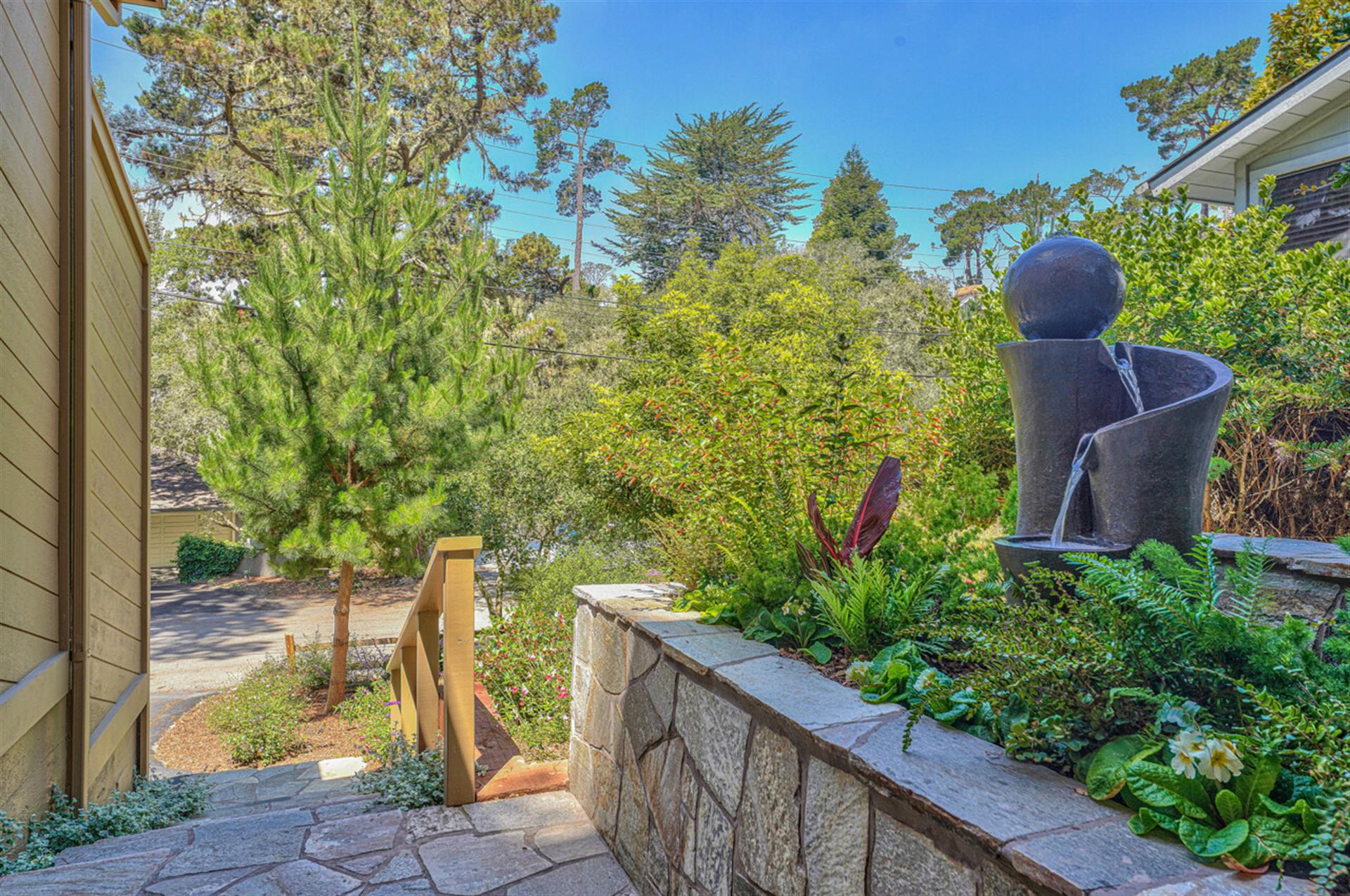 Carmel Delight  Front Entry with Water Feature