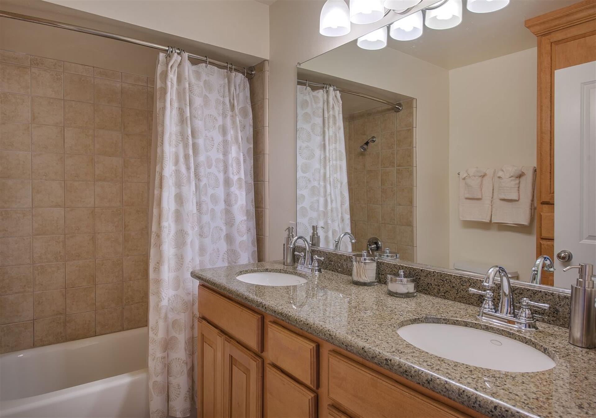 Downstairs Full Bathroom  Double Vanity and a ShowerTub