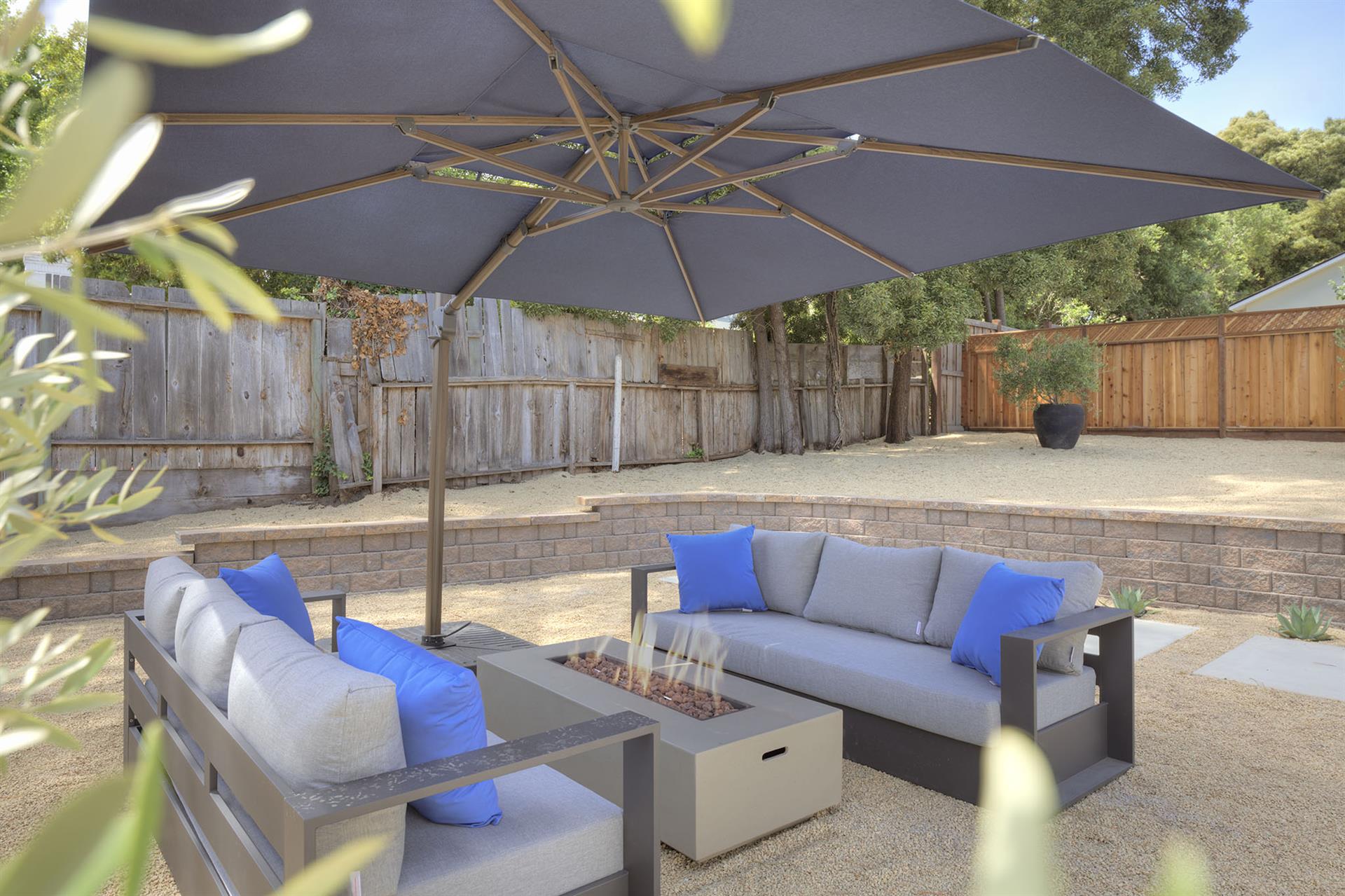 Outdoor Lounging Area with a Fire Pit