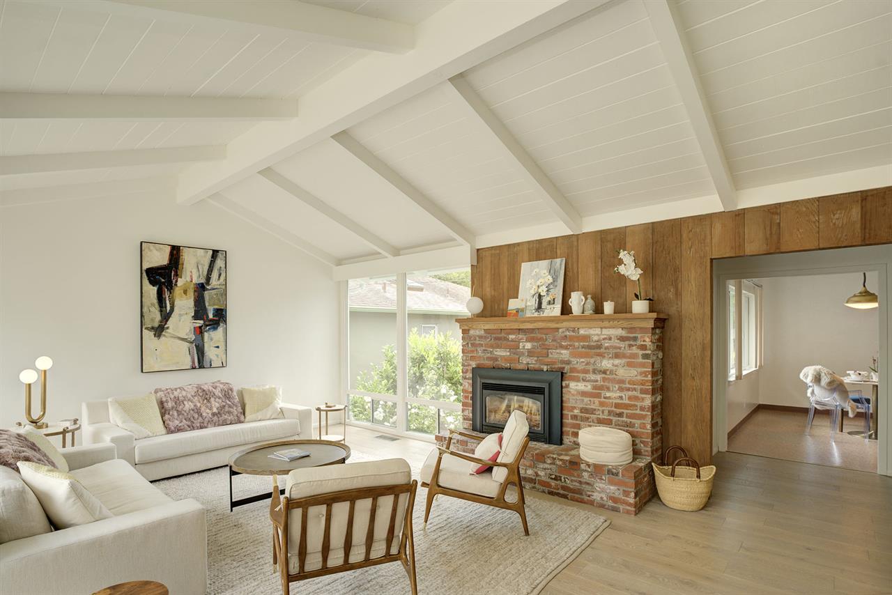 Living Room has a Fireplace and HDTV with Cable