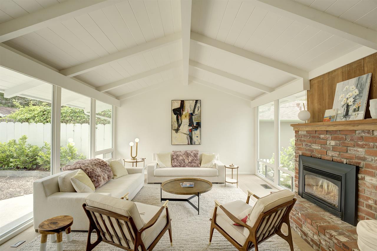 Living Room has a Fireplace and HDTV with Cable