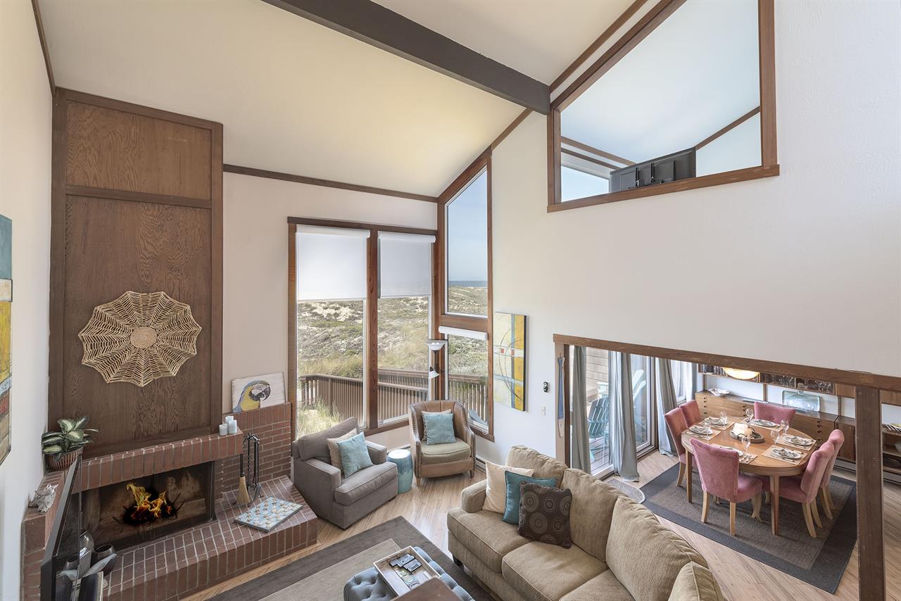 Living Room with Fireplace and HDTV