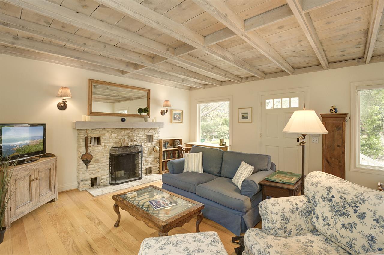 Cozy Living Room with Decorative Fireplace and TV