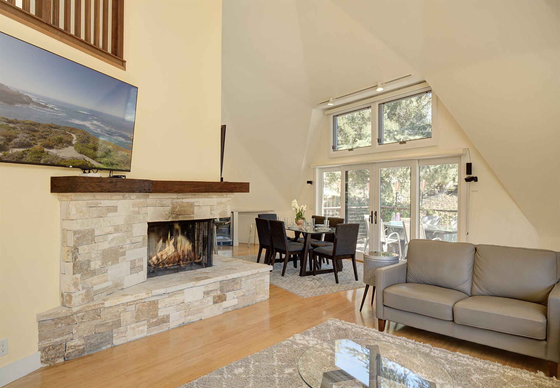 Living Room with Fireplace and HDTV