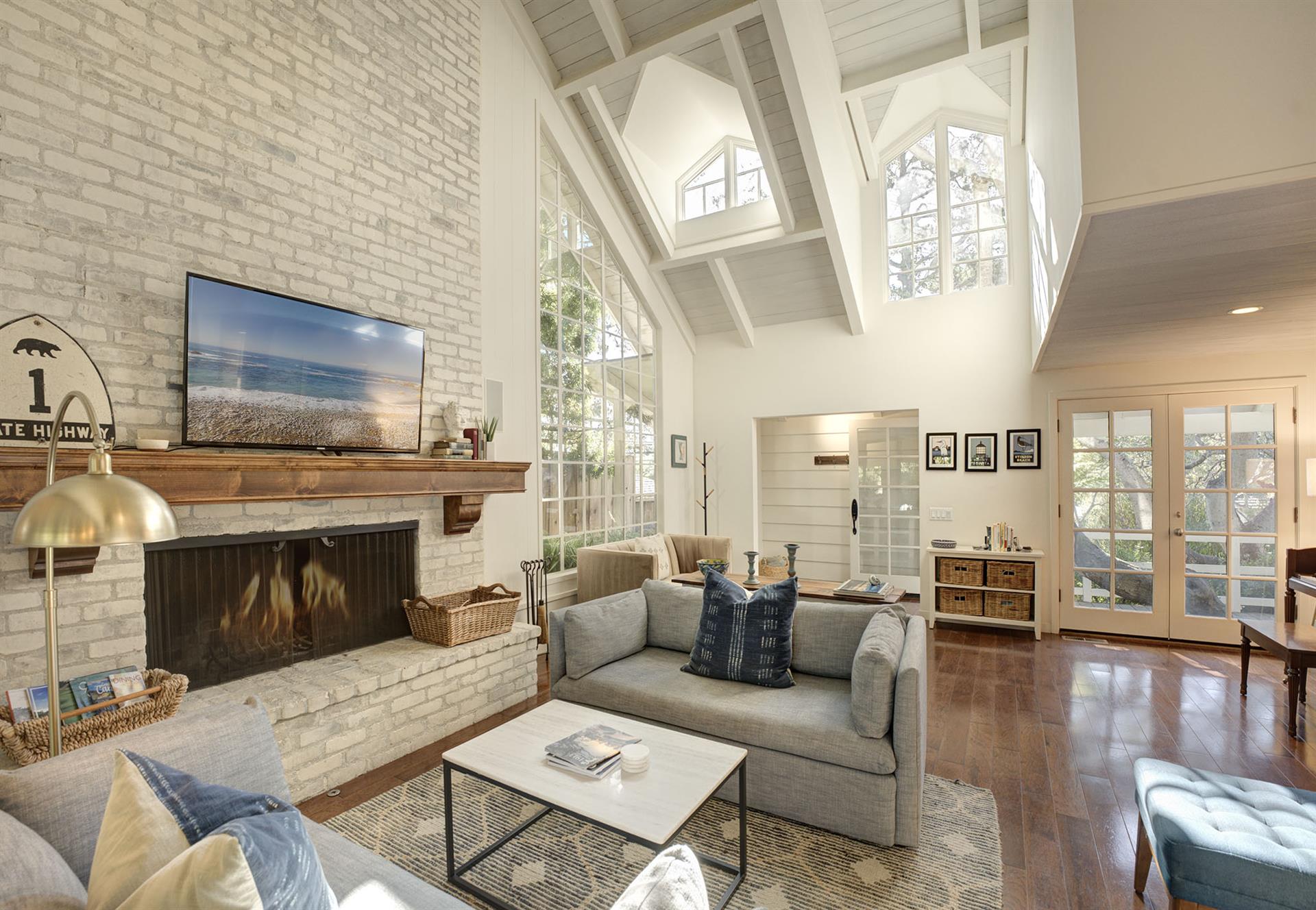 Living Room with Fireplace and HDTV