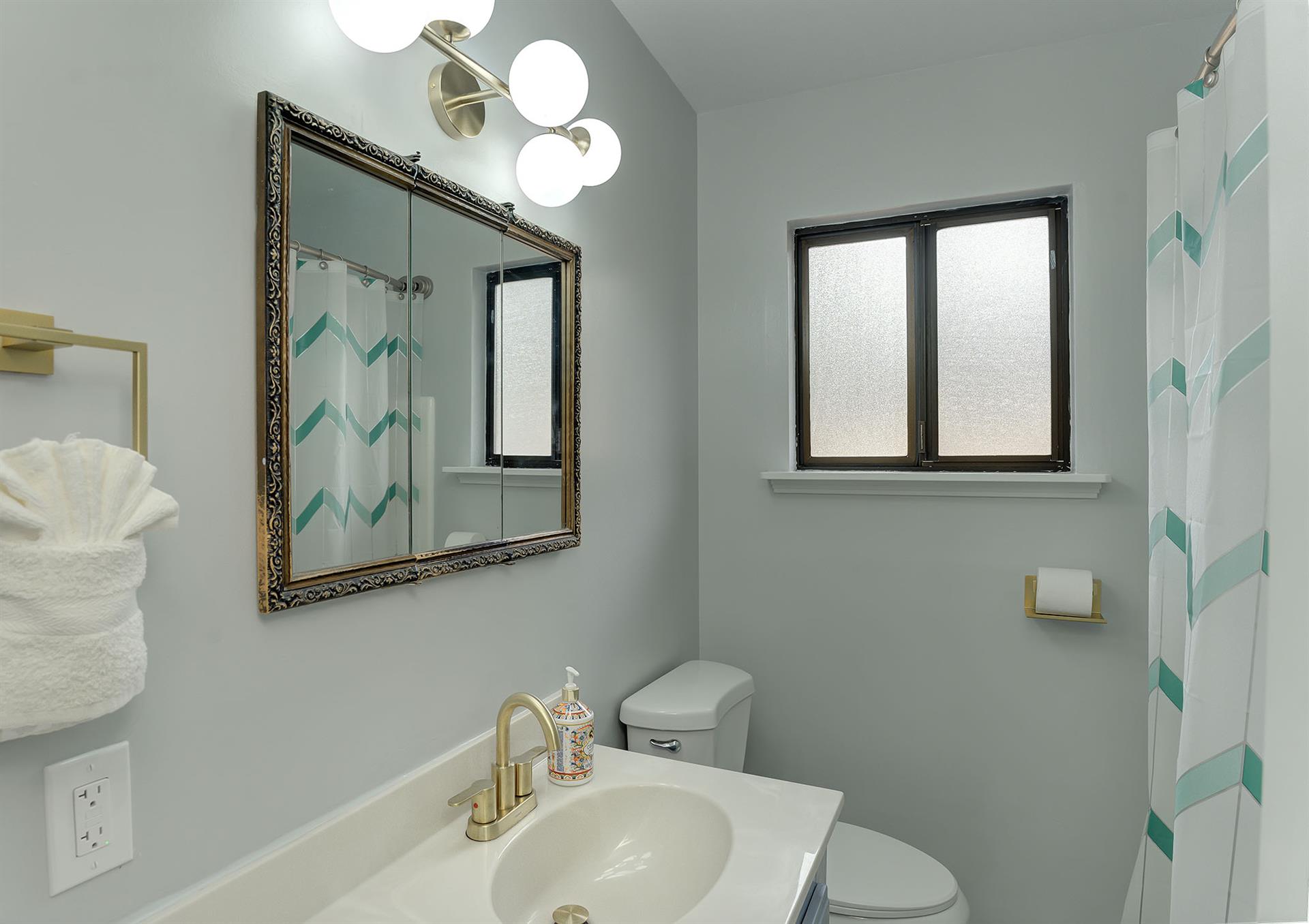 Full Bathroom has a Shower Over Tub Combo