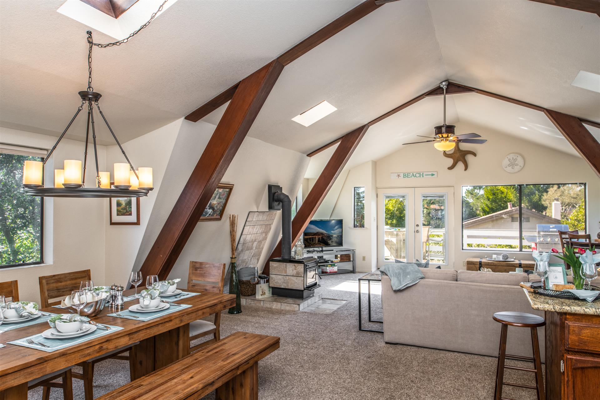 Upstairs Great Room with Kitchen and Dining Area