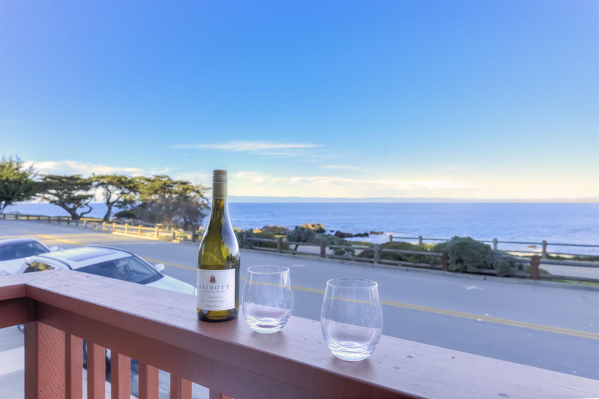 Panoramic Views of the Bay from New Redwood Deck