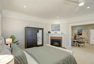 Bedroom 2, Queen Bed, Bay View, Seating, Electric Fireplace