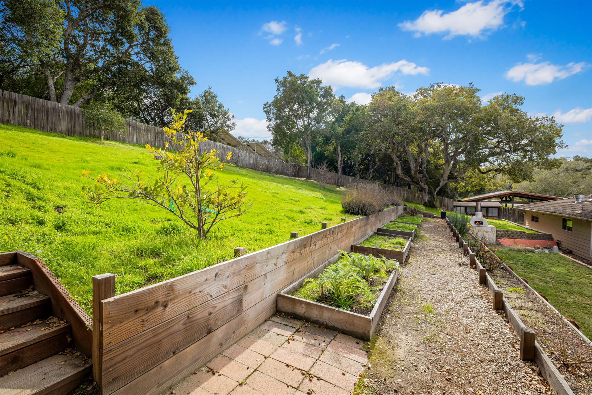 The Backyard has Raised Garden Beds
