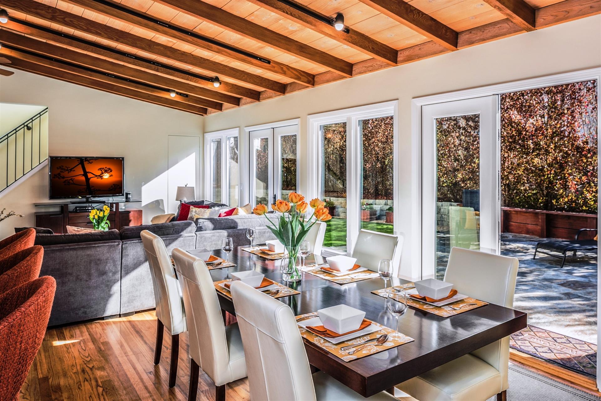 Great Room with Living Room, Dining Area and Kitchen