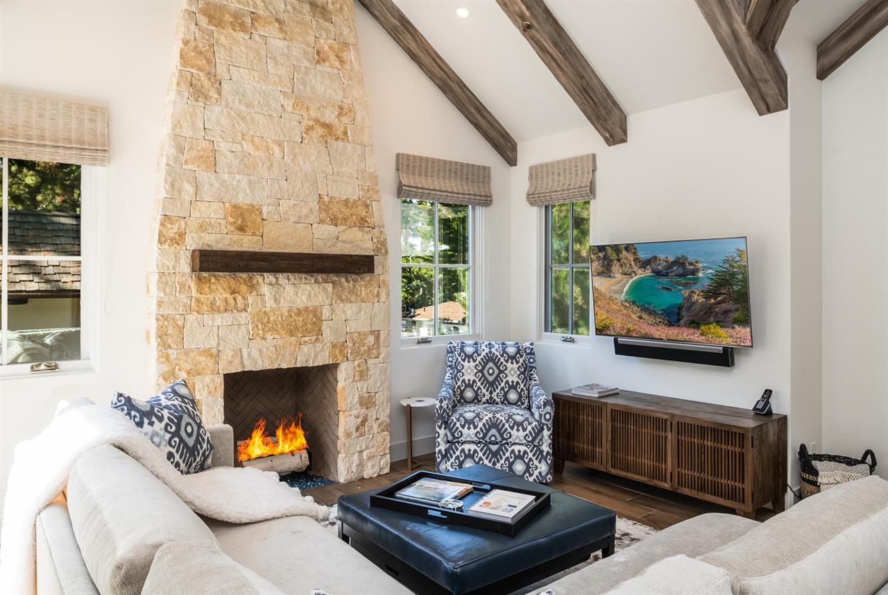 Living Room with Fireplace and 60 HDTV