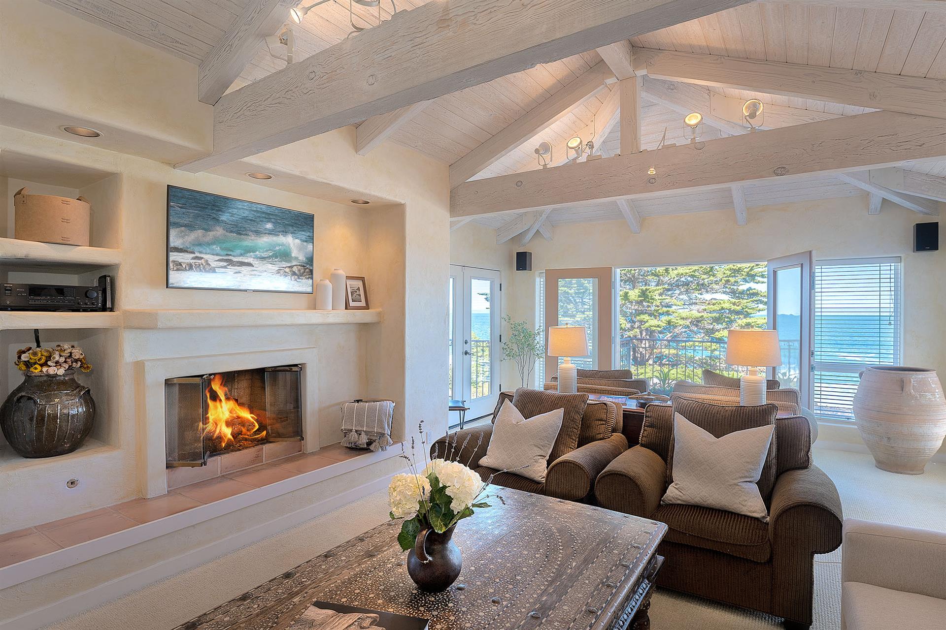 Living Room with Fireplace and HDTV