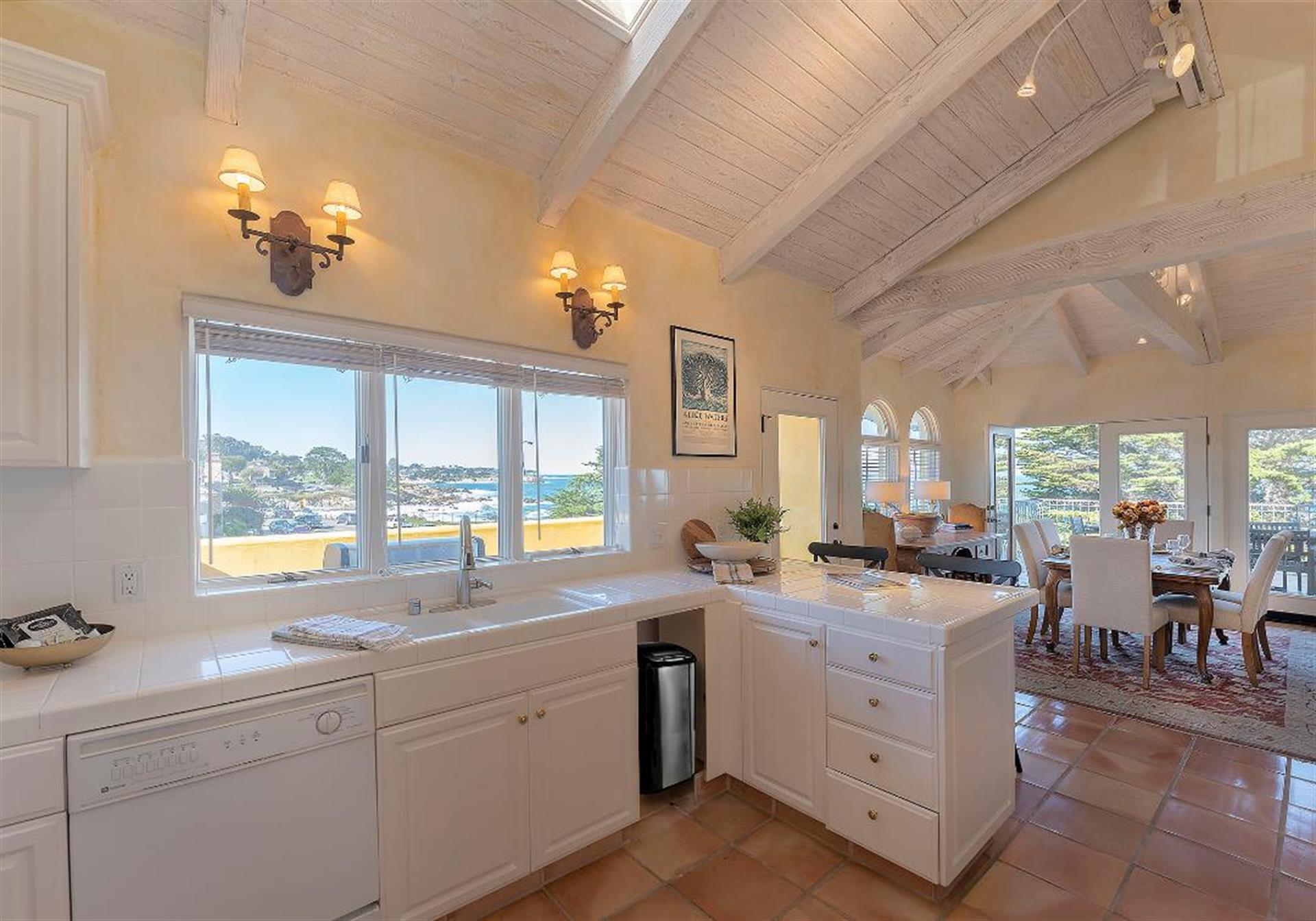 Fully Equipped Kitchen has an Ocean View Too