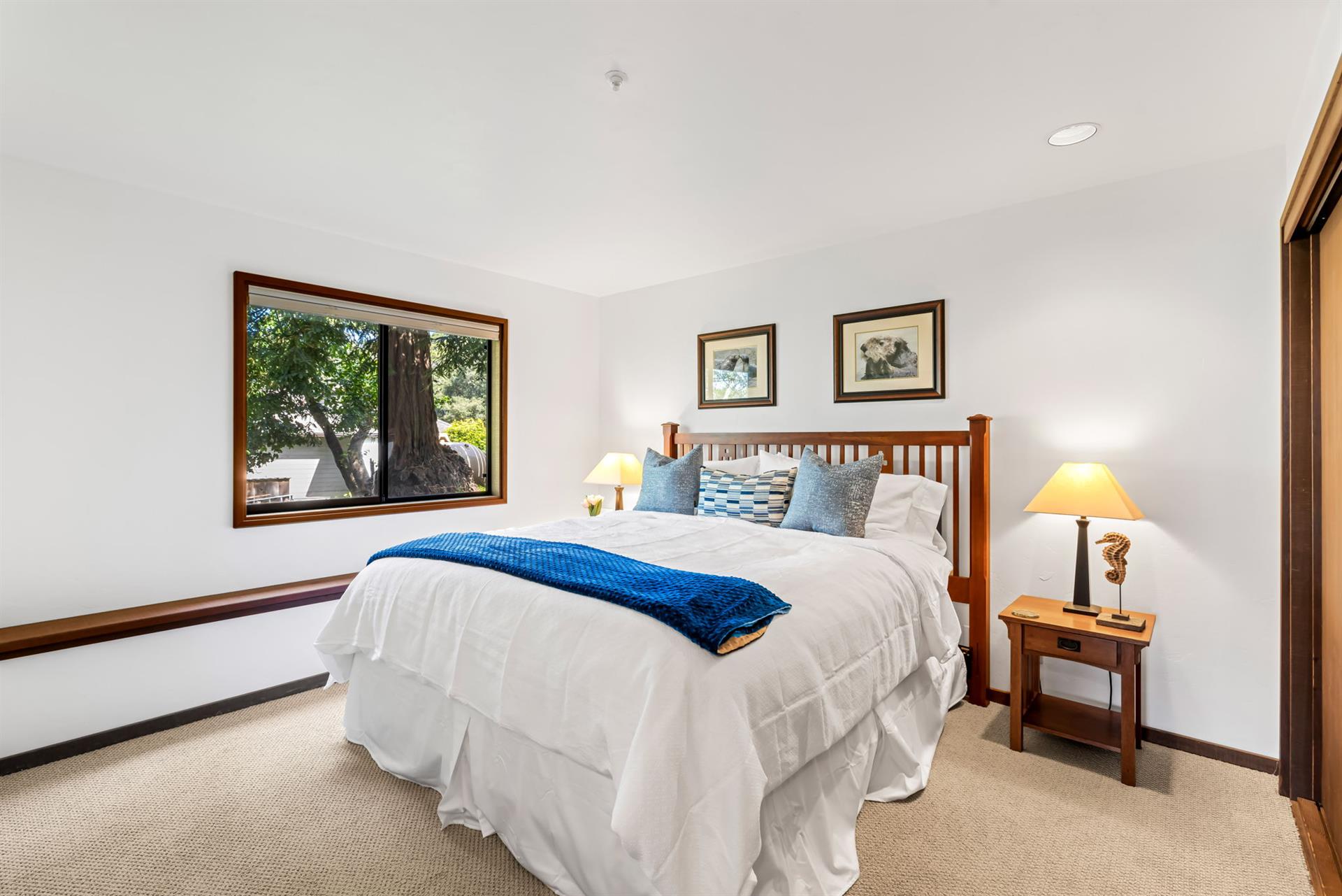 Bedroom 2 has a California King Bed and a BuiltIn Desk