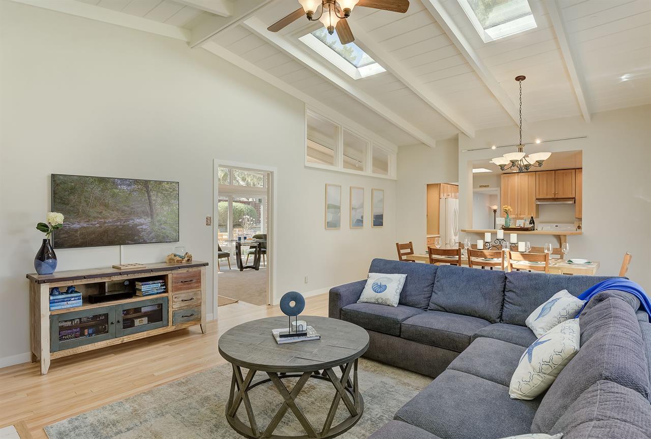 Family  Dining  Kitchen with Vaulted Ceilings and Skylights