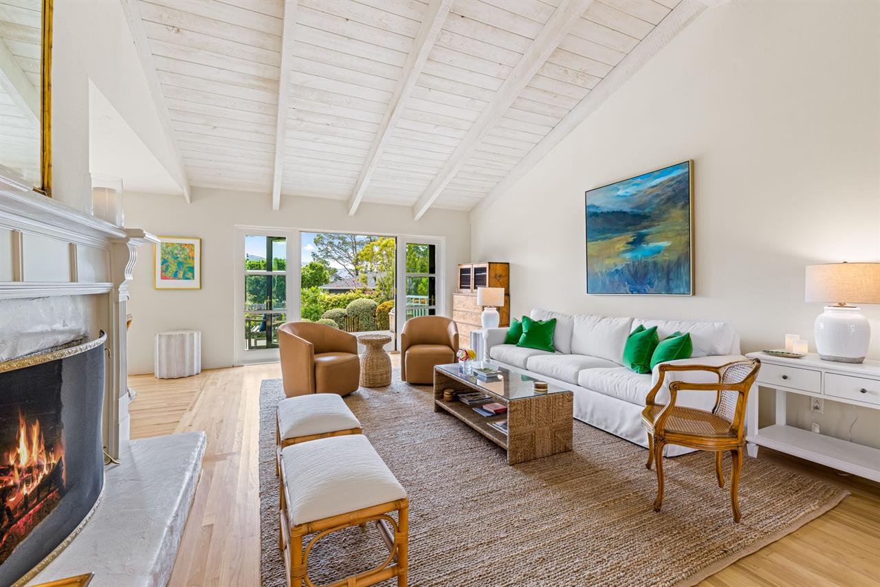 Living Room has French Doors that Open to the Back Deck