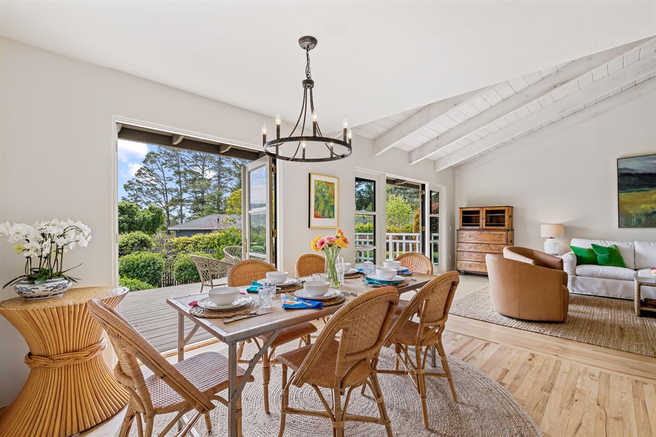 Dining Room with French Doors Open to the Deck